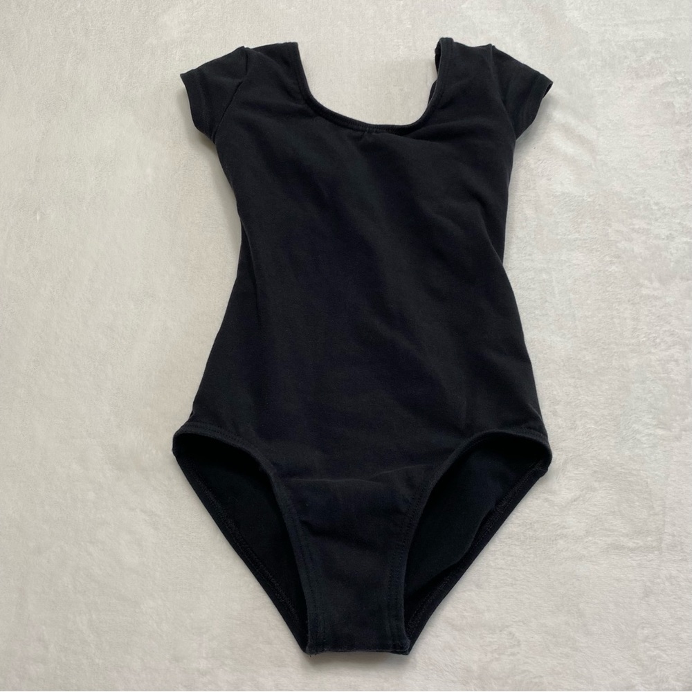 Weissman Black Girls Dance Ballet Tumbling Bodysuit Leotard Size Small